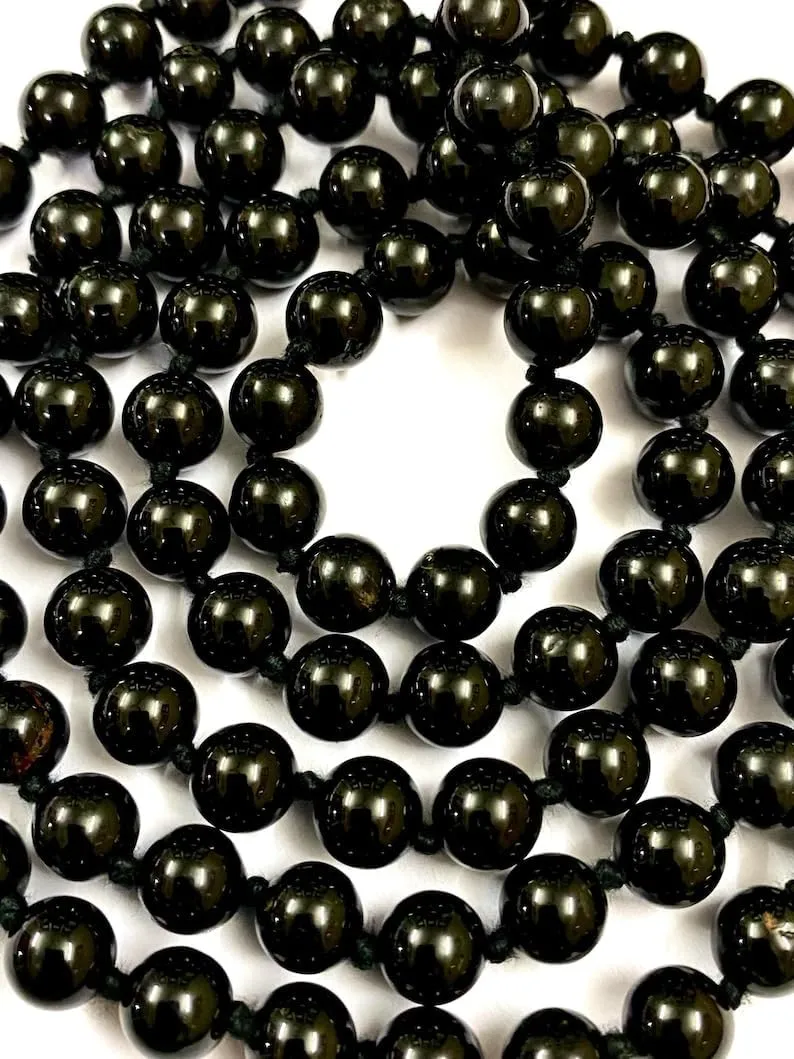 Natural Black Tourmaline 8mm 108 Mala Beads, Spiritual, Meditation Beads, Reiki, Japa Mala, Buddhist Prayer Beads, Yoga Bracelet, healing beads LKMALA-RRGU-257