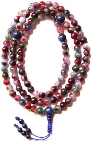 Natural Blood Stone, lapis lazuli 8mm 108 Mala Beads, Spiritual, Meditation Beads, Reiki, Japa Mala, Buddhist Prayer Beads, Yoga Bracelet, healing beads LKMALA-RRGU-941