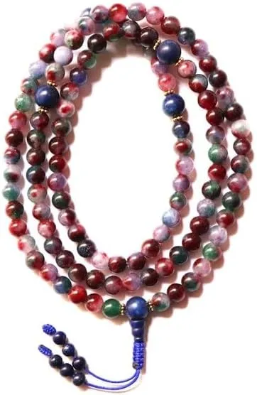 Natural Blood Stone, lapis lazuli 8mm 108 Mala Beads, Spiritual, Meditation Beads, Reiki, Japa Mala, Buddhist Prayer Beads, Yoga Bracelet, healing beads LKMALA-RRGU-941
