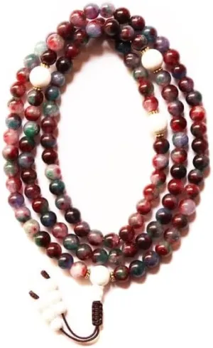 Natural Blood Stone,conch shell 8mm 108 Mala Beads, Spiritual, Meditation Beads, Reiki, Japa Mala, Buddhist Prayer Beads, Yoga Bracelet, healing beads LKMALA-RRGU-944