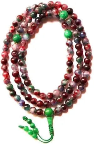 Natural Blood Stone,green jade 8mm 108 Mala Beads, Spiritual, Meditation Beads, Reiki, Japa Mala, Buddhist Prayer Beads, Yoga Bracelet, healing beads LKMALA-RRGU-945