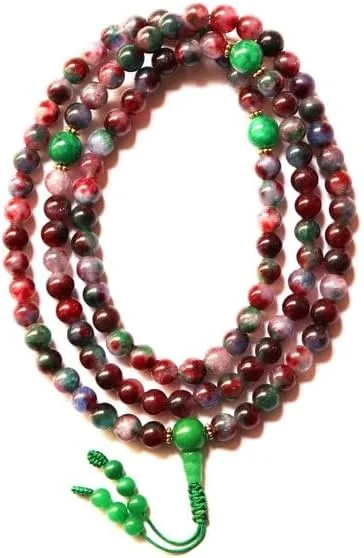 Natural Blood Stone,green jade 8mm 108 Mala Beads, Spiritual, Meditation Beads, Reiki, Japa Mala, Buddhist Prayer Beads, Yoga Bracelet, healing beads LKMALA-RRGU-945