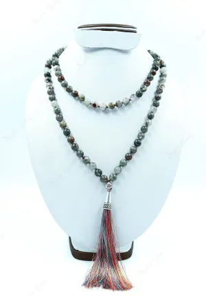 Natural Bloodstone 8mm 108 Mala Beads, Spiritual, Meditation Beads, Reiki, Japa Mala, Buddhist Prayer Beads, Yoga Bracelet, healing beads LKMALA-RRGU-2740