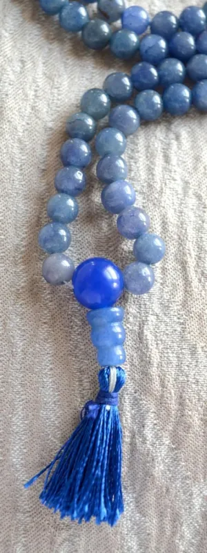 Natural Blue Aventurine 8mm 108 Mala Beads, Spiritual, Meditation Beads, Reiki, Japa Mala, Buddhist Prayer Beads, Yoga Bracelet, healing beads LKMALA-RRGU-1728