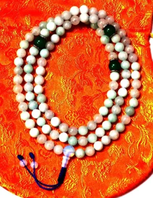 Natural Blue chalcedony,green jade 8mm 108 Mala Beads, Spiritual, Meditation Beads, Reiki, Japa Mala, Buddhist Prayer Beads, Yoga Bracelet, healing beads LKMALA-RRGU-774
