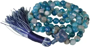 Natural Blue Crazy Agate 8mm 108 Mala Beads, Spiritual, Meditation Beads, Reiki, Japa Mala, Buddhist Prayer Beads, Yoga Bracelet, healing beads LKMALA-RRGU-1820