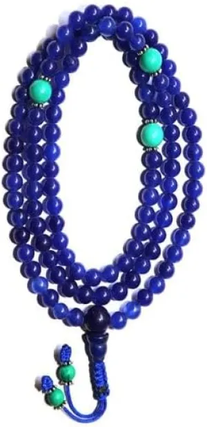 Natural Blue Onyx with Turquoise 6mm 108 Mala Beads, Spiritual, Meditation Beads, Reiki, Japa Mala, Buddhist Prayer Beads, Yoga Bracelet, healing beads LKMALA-RRGU-724