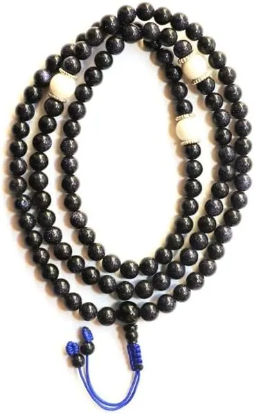 Natural Blue Sun Stone, conch shell 8mm 108 Mala Beads, Spiritual, Meditation Beads, Reiki, Japa Mala, Buddhist Prayer Beads, Yoga Bracelet, healing beads LKMALA-RRGU-933