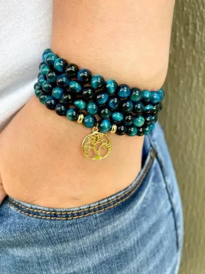 Natural Blue tiger eye 6mm 108 Mala Beads, Spiritual, Meditation Beads, Reiki, Japa Mala, Buddhist Prayer Beads, Yoga Bracelet, healing beads LKMALA-RRGU-1259