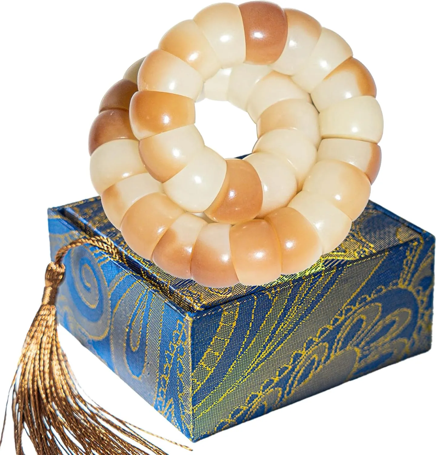Natural Bodhi Seeds Beaded Bracelets, Zen Fidget Stretch Bracelet Alleviate Anxiety Stress, Protection Healing Bodhi Bracelet with Gift Box for Women Men