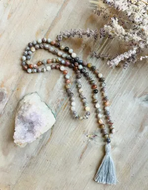 Natural Botswana Agate 8mm 108 Mala Beads, Spiritual, Meditation Beads, Reiki, Japa Mala, Buddhist Prayer Beads, Yoga Bracelet, healing beads LKMALA-RRGU-533, 34 inch