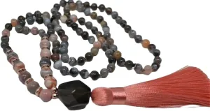 Natural Botswana Agate 8mm-7x3mm 108 Mala Beads, Spiritual, Meditation Beads, Reiki, Japa Mala, Buddhist Prayer Beads, Yoga Bracelet, healing beads LKMALA-RRGU-354