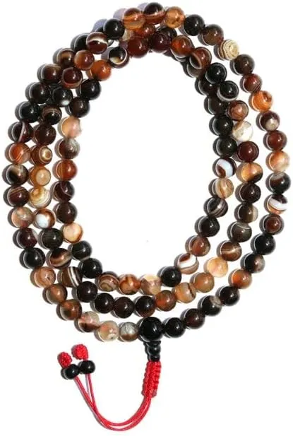 Natural Brown Agate 8mm 108 Mala Beads, Spiritual, Meditation Beads, Reiki, Japa Mala, Buddhist Prayer Beads, Yoga Bracelet, healing beads LKMALA-RRGU-889