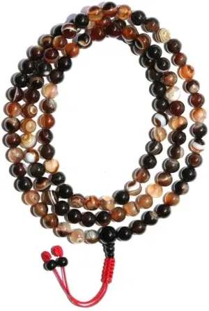 Natural Brown Agate 8mm 108 Mala Beads, Spiritual, Meditation Beads, Reiki, Japa Mala, Buddhist Prayer Beads, Yoga Bracelet, healing beads LKMALA-RRGU-889
