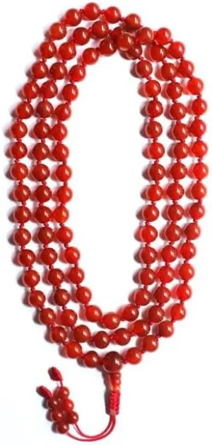 Natural Carnelian 8mm 108 Mala Beads, Spiritual, Meditation Beads, Reiki, Japa Mala, Buddhist Prayer Beads, Yoga Bracelet, healing beads LKMALA-RRGU-657