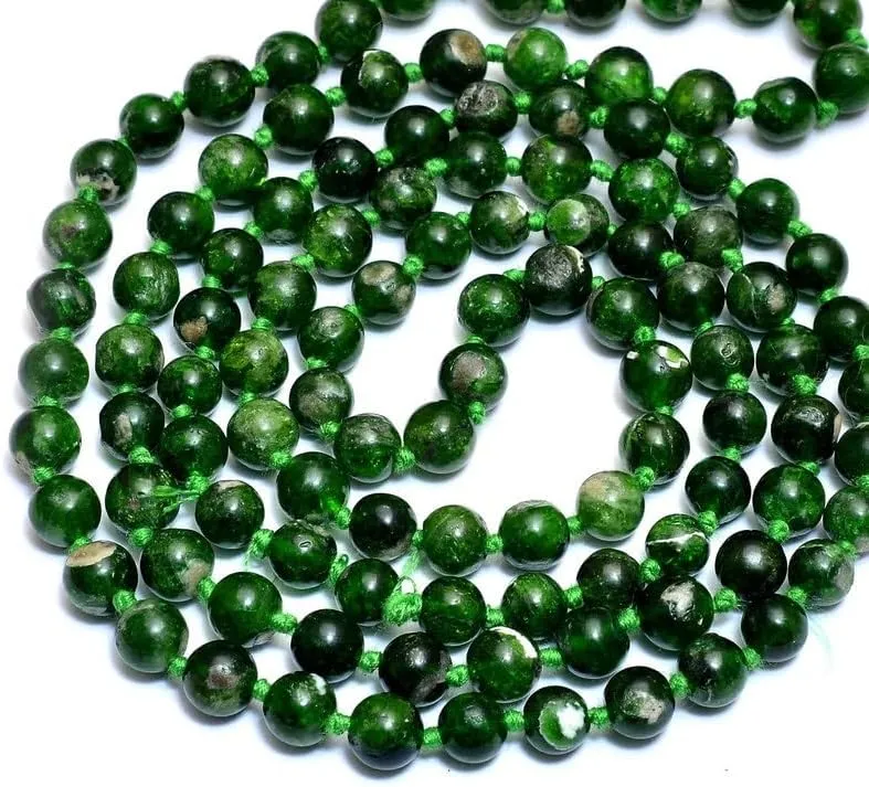 Natural Chrome Diopside 6mm 108 Mala Beads, Spiritual, Meditation Beads, Reiki, Japa Mala, Buddhist Prayer Beads, Yoga Bracelet, healing beads LKMALA-RRGU-1116