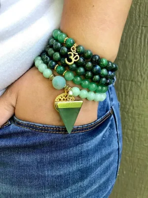 Natural Chrysocolla, Green Nephrite Jade 8mm 108 Mala Beads, Spiritual, Meditation Beads, Reiki, Japa Mala, Buddhist Prayer Beads, Yoga Bracelet, healing beads LKMALA-RRGU-1351, 34 inch