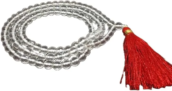 Natural Clear Quartz 6mm 108 Mala Beads, Spiritual, Meditation Beads, Reiki, Japa Mala, Buddhist Prayer Beads, Yoga Bracelet, healing beads LKMALA-RRGU-300