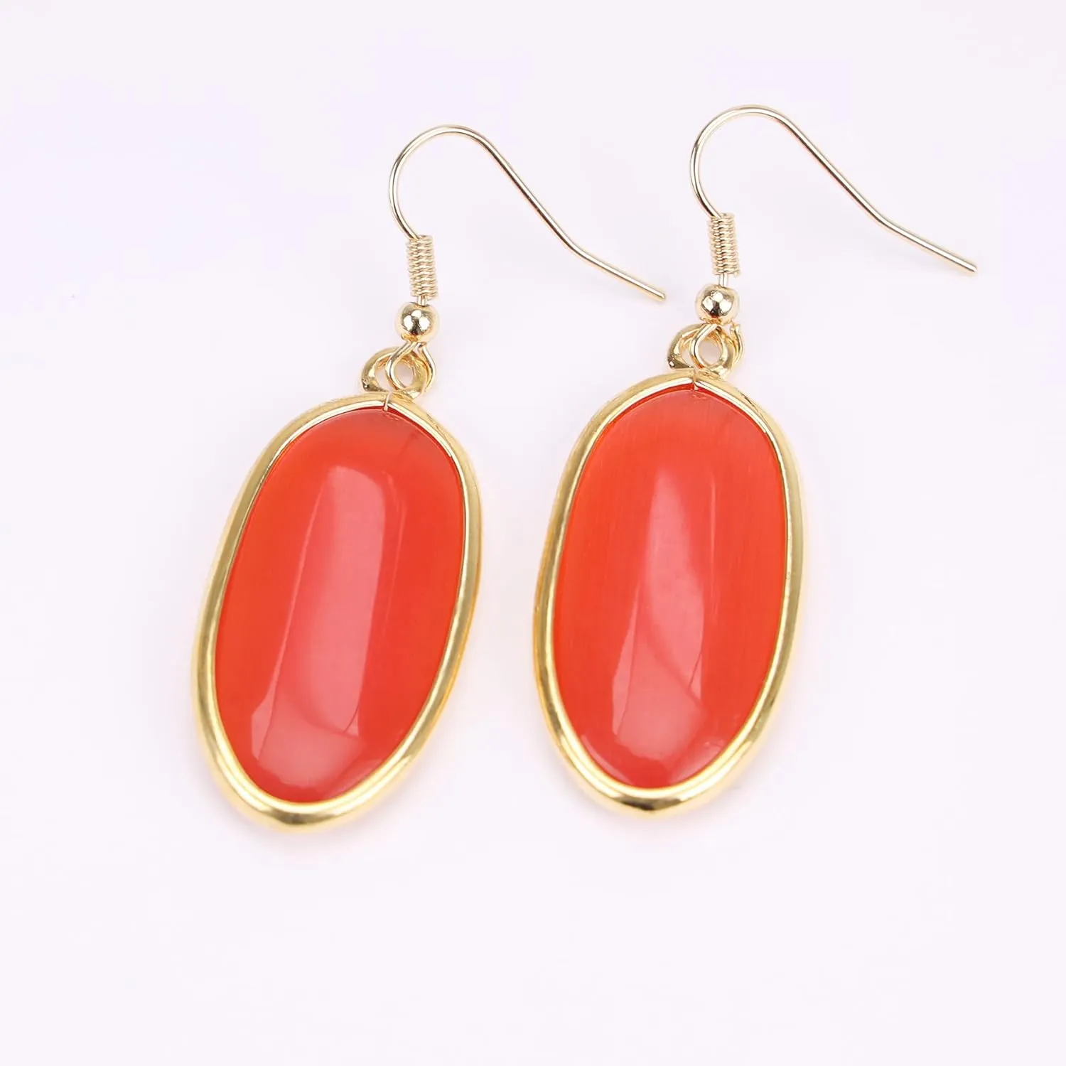 Natural Crystal Healing Stone Drop Dangle Earrings for Women
