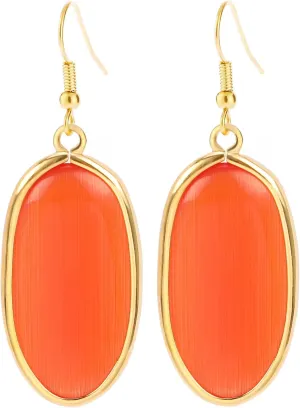 Natural Crystal Healing Stone Drop Dangle Earrings for Women