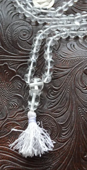 Natural Crystal Quartz 6mm 108 Mala Beads, Spiritual, Meditation Beads, Reiki, Japa Mala, Buddhist Prayer Beads, Yoga Bracelet, healing beads LKMALA-RRGU-1707