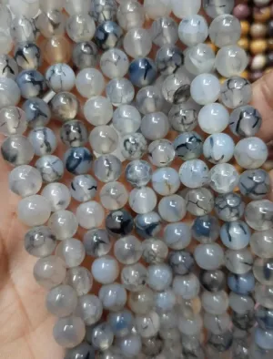 Natural Dragon Agate 8mm 108 Mala Beads, Spiritual, Meditation Beads, Reiki, Japa Mala, Buddhist Prayer Beads, Yoga Bracelet, healing beads LKMALA-RRGU-1448, 34 inch, grey