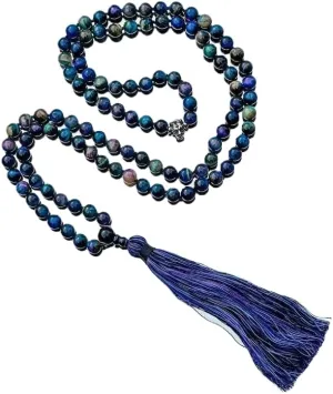 Natural GALAXY TIGER EYE 8-10mm 108 Mala Beads, Spiritual, Meditation Beads, Reiki, Japa Mala, Buddhist Prayer Beads, Yoga Bracelet, healing beads LKMALA-RRGU-2647