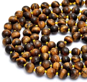 Natural Genuine TIGER EYE 8mm 108 Mala Beads, Spiritual, Meditation Beads, Reiki, Japa Mala, Buddhist Prayer Beads, Yoga Bracelet, healing beads LKMALA-RRGU-1114
