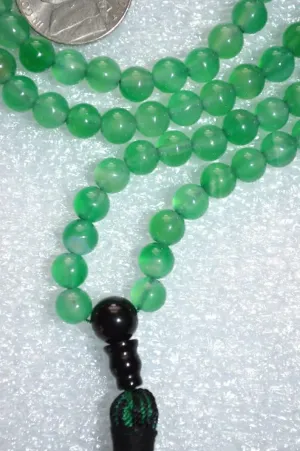 Natural Green Agate Onyx 6mm 108 Mala Beads, Spiritual, Meditation Beads, Reiki, Japa Mala, Buddhist Prayer Beads, Yoga Bracelet, healing beads LKMALA-RRGU-1677