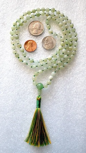 Natural Green Aventurine 6mm 108 Mala Beads, Spiritual, Meditation Beads, Reiki, Japa Mala, Buddhist Prayer Beads, Yoga Bracelet, healing beads LKMALA-RRGU-1801