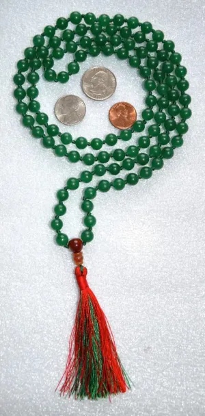 Natural Green Aventurine, carnelian 8mm 108 Mala Beads, Spiritual, Meditation Beads, Reiki, Japa Mala, Buddhist Prayer Beads, Yoga Bracelet, healing beads LKMALA-RRGU-1651