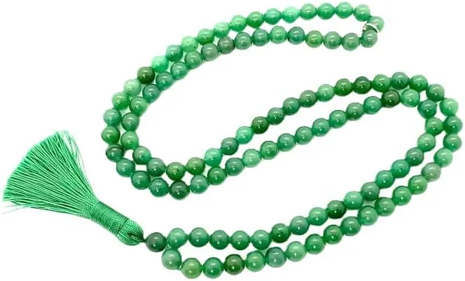Natural Green Jade 8mm 108 Mala Beads, Spiritual, Meditation Beads, Reiki, Japa Mala, Buddhist Prayer Beads, Yoga Bracelet, healing beads LKMALA-RRGU-1878