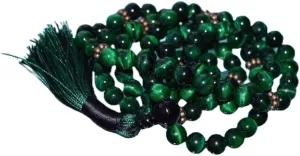 Natural green tigers eye 8mm 108 Mala Beads, Spiritual, Meditation Beads, Reiki, Japa Mala, Buddhist Prayer Beads, Yoga Bracelet, healing beads LKMALA-RRGU-1793