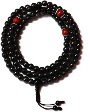 Natural Hematite,coral 8mm 108 Mala Beads, Spiritual, Meditation Beads, Reiki, Japa Mala, Buddhist Prayer Beads, Yoga Bracelet, healing beads LKMALA-RRGU-927