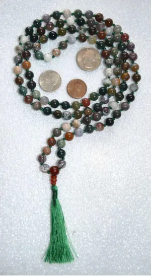 Natural Indian Agate 8mm 108 Mala Beads, Spiritual, Meditation Beads, Reiki, Japa Mala, Buddhist Prayer Beads, Yoga Bracelet, healing beads LKMALA-RRGU-1749