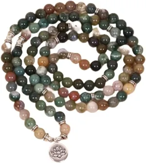 Natural Indian Agate 8mm 108 Mala Beads, Spiritual, Meditation Beads, Reiki, Japa Mala, Buddhist Prayer Beads, Yoga Bracelet, healing beads LKMALA-RRGU-2802