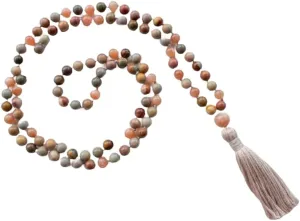 Natural Jasper and Moonstone 6mm 108 Mala Beads, Spiritual, Meditation Beads, Reiki, Japa Mala, Buddhist Prayer Beads, Yoga Bracelet, healing beads LKMALA-RRGU-3225