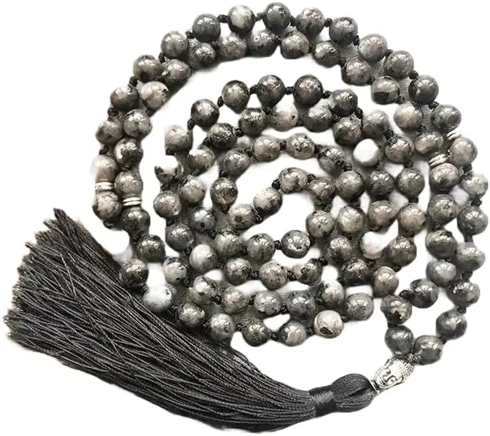Natural Labradorite 8mm 108 Mala Beads, Spiritual, Meditation Beads, Reiki, Japa Mala, Buddhist Prayer Beads, Yoga Bracelet, healing beads LKMALA-RRGU-1081