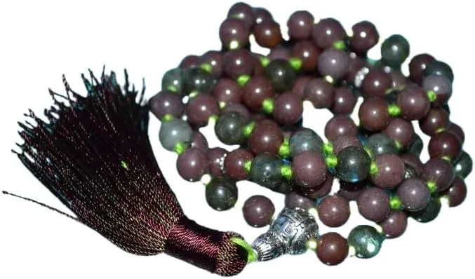Natural Labradorite & Purple Aventurine 8mm 108 Mala Beads, Spiritual, Meditation Beads, Reiki, Japa Mala, Buddhist Prayer Beads, Yoga Bracelet, healing beads LKMALA-RRGU-1757