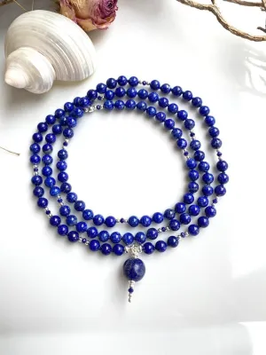 Natural Lapis Lazuli 6mm 108 Mala Beads, Spiritual, Meditation Beads, Reiki, Japa Mala, Buddhist Prayer Beads, Yoga Bracelet, healing beads LKMALA-RRGU-3408