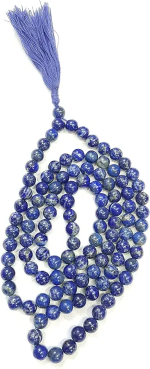 Natural Lapis Lazuli 8mm 108 Mala Beads, Spiritual, Meditation Beads, Reiki, Japa Mala, Buddhist Prayer Beads, Yoga Bracelet, healing beads LKMALA-RRGU-385