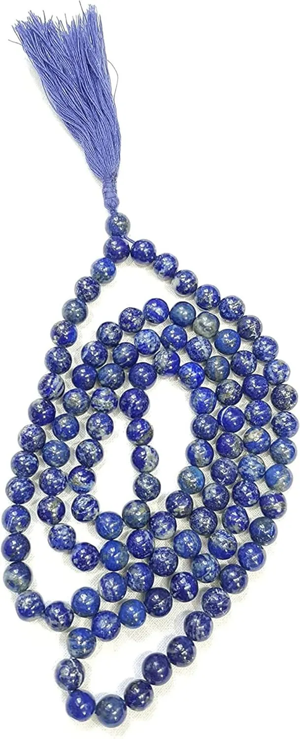 Natural Lapis Lazuli 8mm 108 Mala Beads, Spiritual, Meditation Beads, Reiki, Japa Mala, Buddhist Prayer Beads, Yoga Bracelet, healing beads LKMALA-RRGU-385