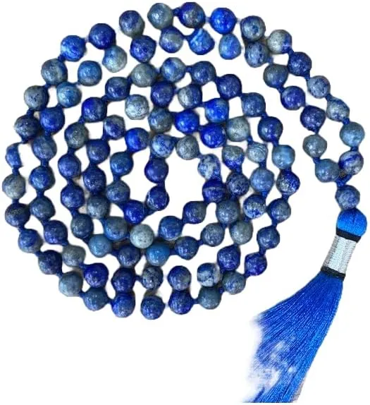 Natural Lapis Lazuli 8mm 108 Mala Beads, Spiritual, Meditation Beads, Reiki, Japa Mala, Buddhist Prayer Beads, Yoga Bracelet, healing beads LKMALA-RRGU-631