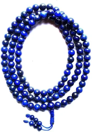 Natural Lapis Lazuli 8mm 108 Mala Beads, Spiritual, Meditation Beads, Reiki, Japa Mala, Buddhist Prayer Beads, Yoga Bracelet, healing beads LKMALA-RRGU-687