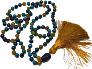 Natural Lapis Lazuli, Chrysocolla, Agate 8mm-4x2mm 108 Mala Beads, Spiritual, Meditation Beads, Reiki, Japa Mala, Buddhist Prayer Beads, Yoga Bracelet, healing beads LKMALA-RRGU-367