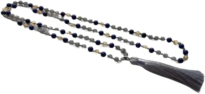Natural Lapis Lazuli, Citrine, Labradorite 6mm 108 Mala Beads, Spiritual, Meditation Beads, Reiki, Japa Mala, Buddhist Prayer Beads, Yoga Bracelet, healing beads LKMALA-RRGU-1996