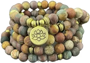 Natural Matte Picture Jasper 6mm 108 Mala Beads, Spiritual, Meditation Beads, Reiki, Japa Mala, Buddhist Prayer Beads, Yoga Bracelet, healing beads LKMALA-RRGU-6