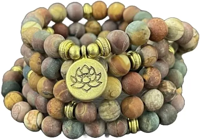 Natural Matte Picture Jasper 6mm 108 Mala Beads, Spiritual, Meditation Beads, Reiki, Japa Mala, Buddhist Prayer Beads, Yoga Bracelet, healing beads LKMALA-RRGU-6