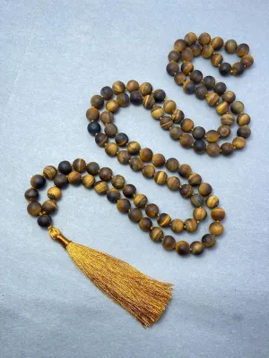 Natural Matte Tiger's Eye 8mm 108 Mala Beads, Spiritual, Meditation Beads, Reiki, Japa Mala, Buddhist Prayer Beads, Yoga Bracelet, healing beads LKMALA-RRGU-3637