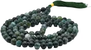 Natural Moss Agate 8mm 108 Mala Beads, Spiritual, Meditation Beads, Reiki, Japa Mala, Buddhist Prayer Beads, Yoga Bracelet, healing beads LKMALA-RRGU-1531